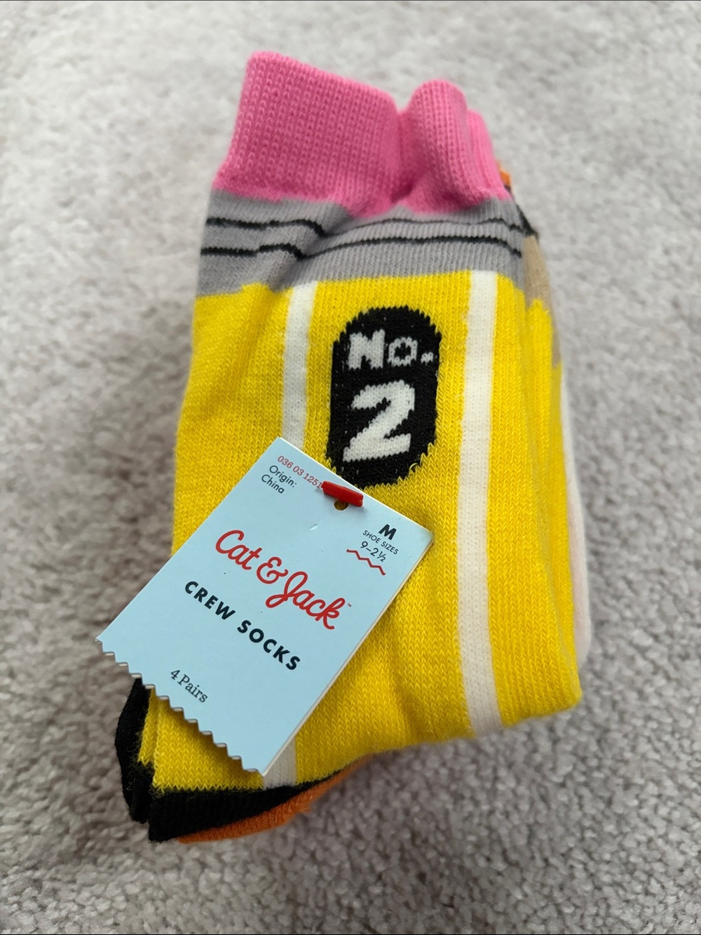 Cat & Jack School Crew Socks 4 Pair Medium